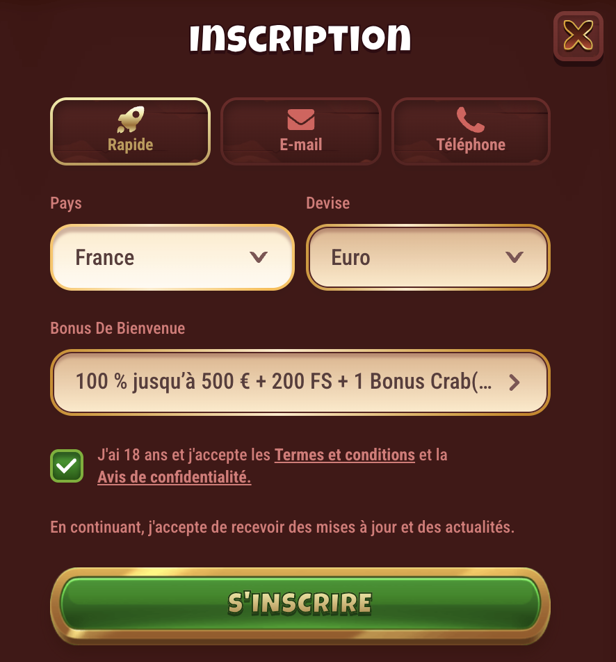 Création de compte et accès à la plateforme Magius Casino